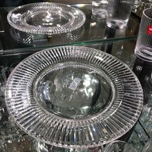 ins简约水晶条纹玻璃西餐盘 酒吧KTV水果拼盘 家用早餐盘沙拉盘