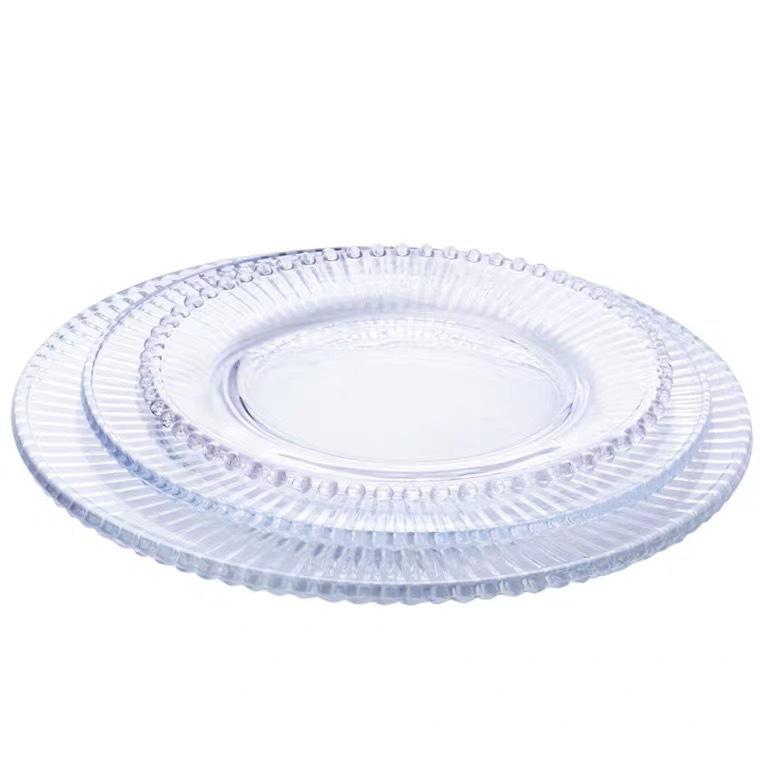 INS simple barra de platos occidentales de vidrio a rayas de cristal KTV Fruit Patchwork plato de desayuno doméstico plato de ensalada