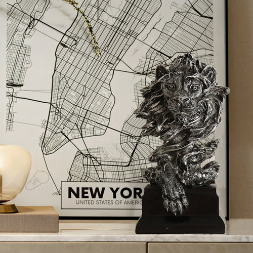 Nordic resin king of beasts lion head ornaments living room bookcase TV cabinet restaurant creative craft furnishings