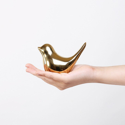 Nordic modern art simple style model room study ceramic golden bird soft decoration creative ornaments