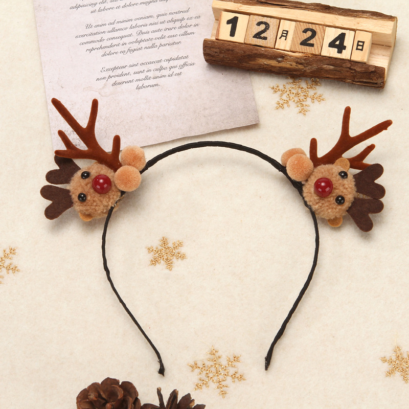 양모 새끼 사슴-다크 브라운 헤어밴드