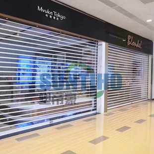 Shop dedicated transparent rolling gate wind-resistant thickened rolling shutter door commercial remote control crystal protective door manufacturers wholesale