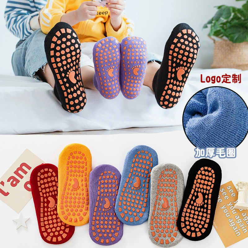 Утолщенные напольные носки, детские махровые носки, домашние теплые носки для раннего развития, противоскользящие нижние осенне-зимние детские носки на батуте