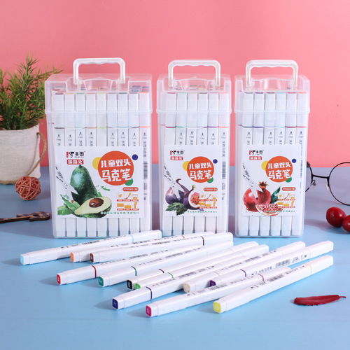 Primary school students color pen animation comic pen illustration double-headed marker pen set art recommended painting design 12 48 colors