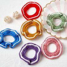 韩版少女波浪花边大肠发圈糖果色毛线发绳网红学院风皮筋头绳发饰