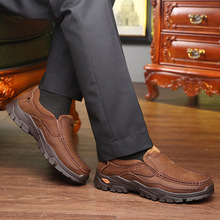 批发老人头男鞋秋季户外圆头纯色鞋子男士厚底工装大头鞋休闲皮鞋