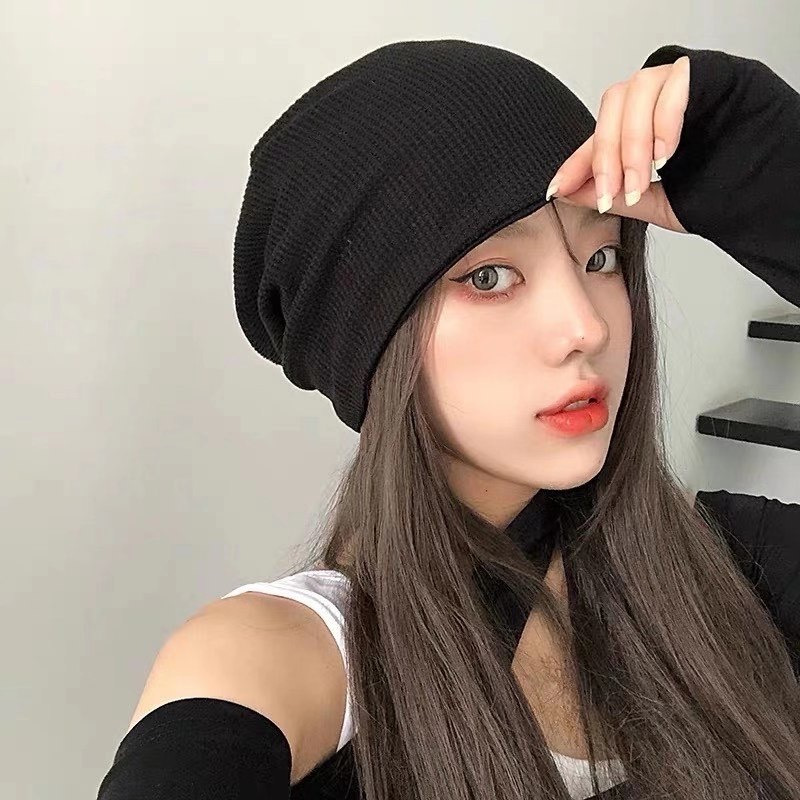 Small group pleated pile for women, solid color, versatile cold internet celebrity couple, bare faced bun hats, Korean_voghion.com