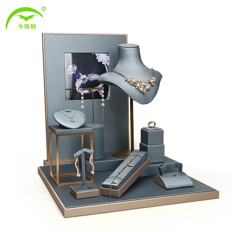 New jewelry display stand metal gray window necklace ring jewelry display stand display jewelry props spot