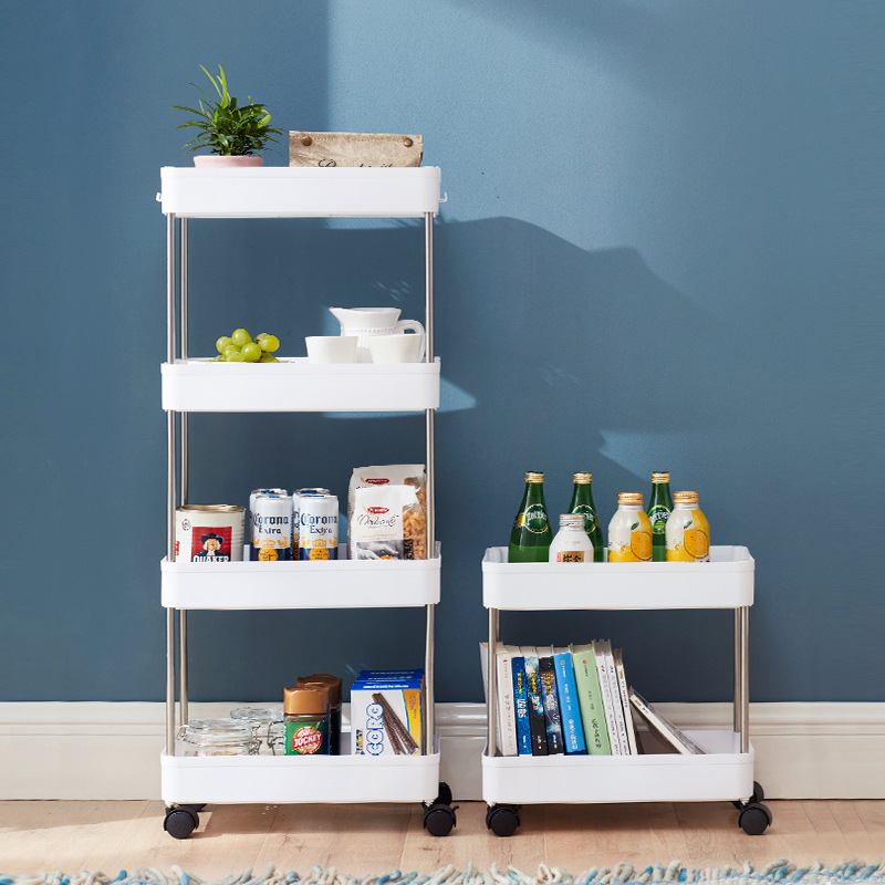 Cocina dormitorio multi-capa de almacenamiento de coche snack rack de almacenamiento móvil rack de almacenamiento de piso con ruedas