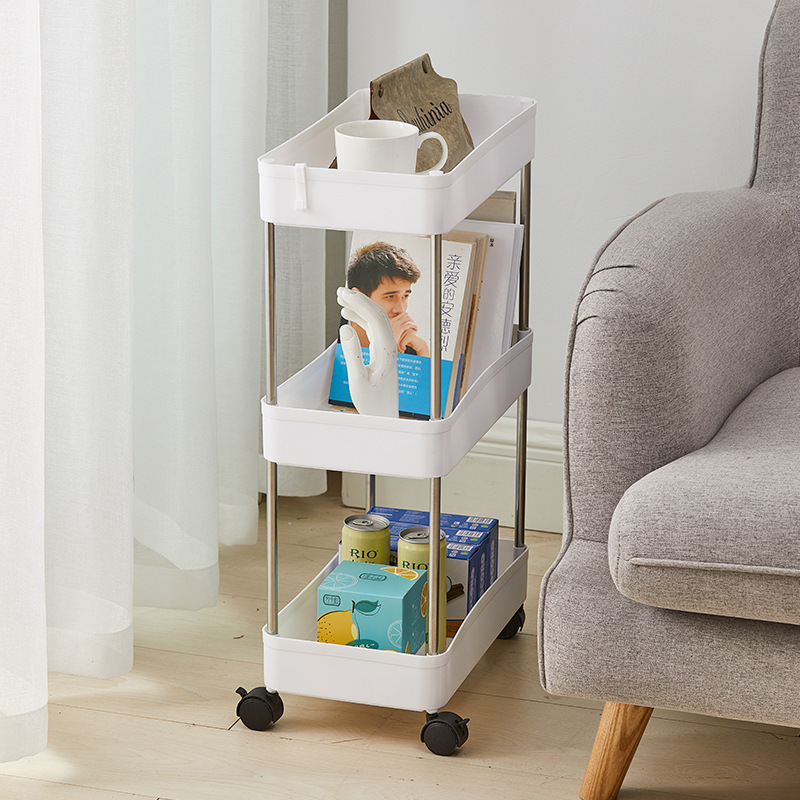 Cocina dormitorio multi-capa de almacenamiento de coche snack rack de almacenamiento móvil rack de almacenamiento de piso con ruedas