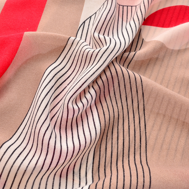 Estilo europeo y americano color brillante a juego a rayas algodón y lino bufanda suave piel agradable playa bufanda viaje vacaciones protector solar chal