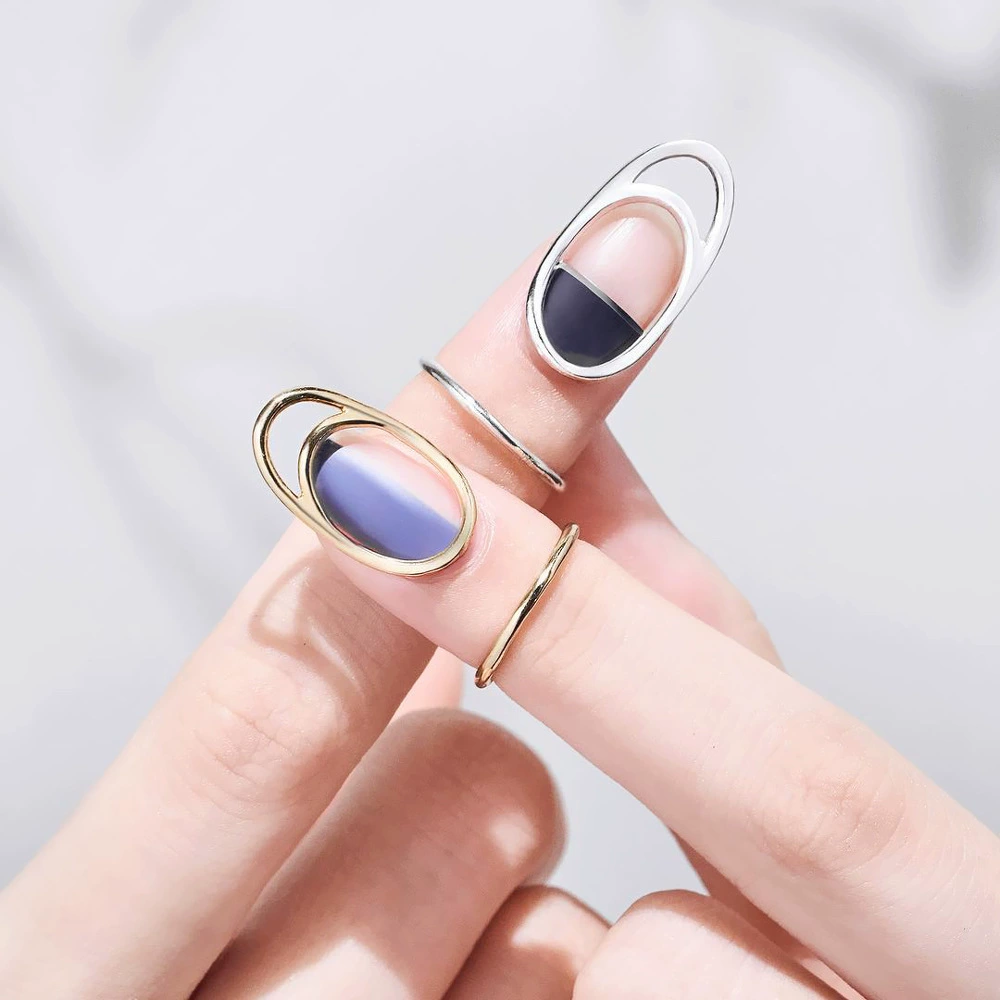 Nail Tip Ring (Kaymen) Adjustable Copper with Micro Zircon Accents, Gold or Platinum Finish