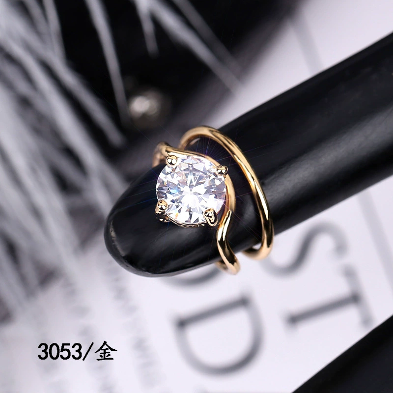 Nail Tip Ring (Kaymen) Adjustable Copper with Micro Zircon Accents, Gold or Platinum Finish