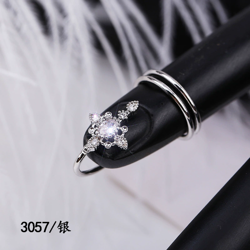 Nail Tip Ring (Kaymen) Adjustable Copper with Micro Zircon Accents, Gold or Platinum Finish