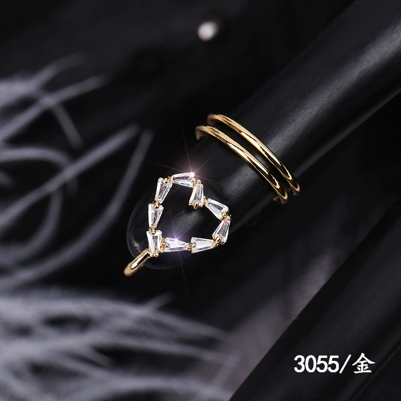 Nail Tip Ring (Kaymen) Adjustable Copper with Micro Zircon Accents, Gold or Platinum Finish