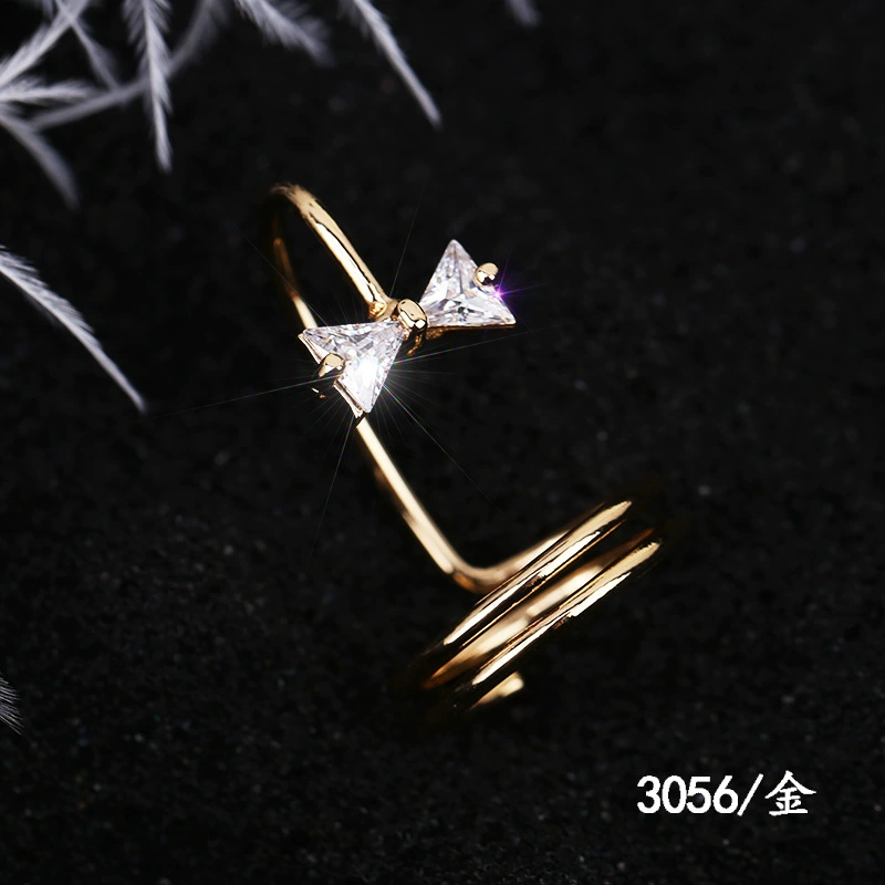 Nail Tip Ring (Kaymen) Adjustable Copper with Micro Zircon Accents, Gold or Platinum Finish