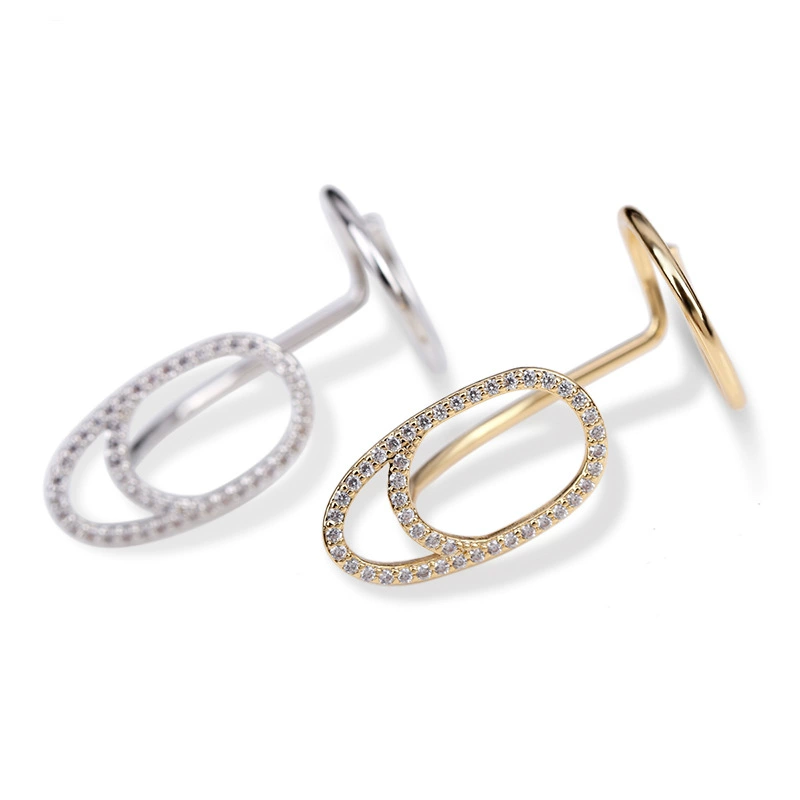 Nail Tip Ring (Kaymen) Adjustable Copper with Micro Zircon Accents, Gold or Platinum Finish