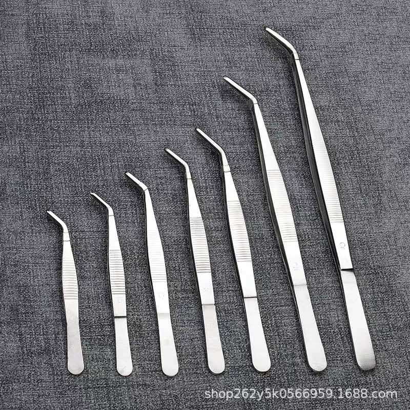 厂家直供不锈钢镊子圆头带齿敷料镊子加厚加硬镊子304不锈钢镊子
