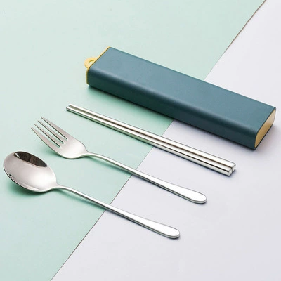 Three -piece of three -piece spoon fork chopsticks+blue box