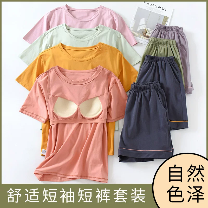 Pijama, set, thin trousers, with short sleeve