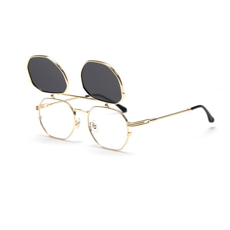 S31610 Metal Retro Flip Polarized Sunglasses Trendy Men's and Women's Short-sighted Glasses Frame Fashion Photo Glasses
