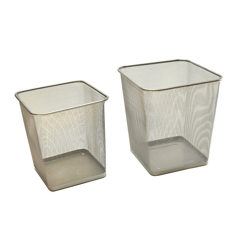 [Fabricante] cubo de basura de metal de la Oficina papelera de almacenamiento en el hogar Cubo de hierro Net anti-herrumbre descubierta papelera al por mayor