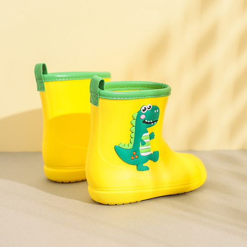 New baby waterproof children's rain boots, children's four-season dinosaur water shoes, non-slip outer wear, kindergarten eva low rain boots
