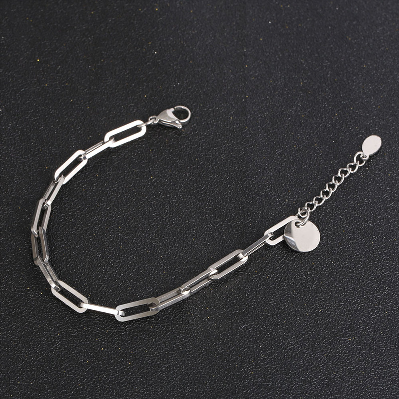 IMI anillo cuadrado geométrico hebilla gruesa Cadena de titanio pulsera de acero estilo neutral punk fresco moda Hip Hop pareja pulsera YL141