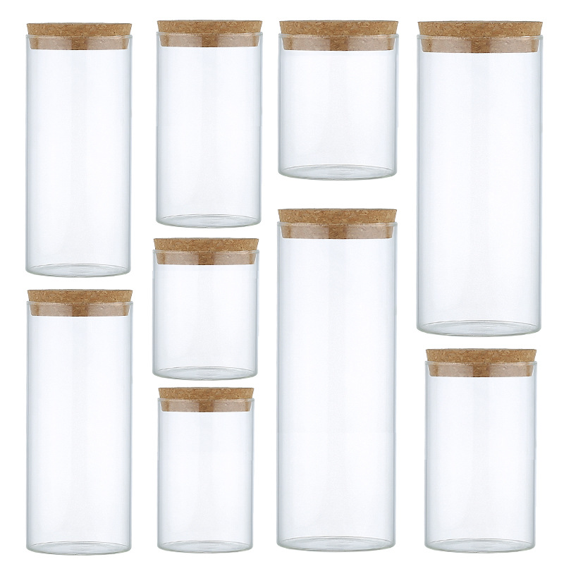 Hogar vidrio café té sellado tarro corcho cubierta azúcar tarro almacenamiento tarro granos almacenamiento tarro