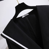 大码女装胖mm2025秋季200斤胖妹妹海军领斗篷大衣宽松呢子外套女，女装短外套，变形策服饰