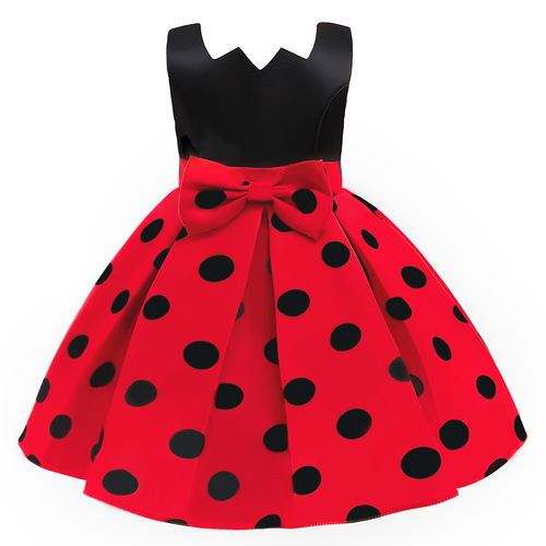 Little Girls' Dresses Retro Polka Dot Print Children's Skirts Christmas Kids' Clothing Party Performance Dress Evening Gown Princess Dress
