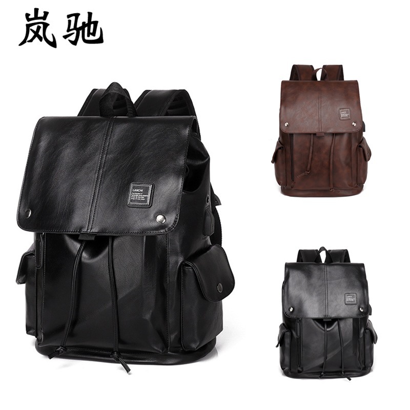 Cross-border wholesale men's business casual laptop bag backpack fashion Korean style men's PU leather backpack Cross-border wholesale men's business casual laptop bag backpack fashion Korean style men's PU leather backpack