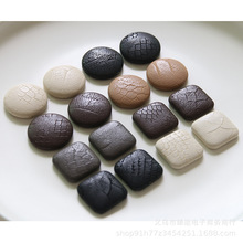 蛇纹荔枝纹皮革皮质纽扣贴片配件diy手工耳环头饰手机壳材料批发