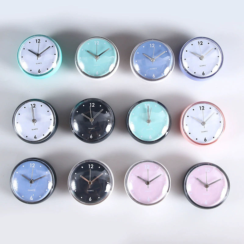 Трансграничная мини-присоска водонепроницаемые часы для ванной комнаты творческие круглые маленькие часы кухня ванная комната присоски настенные наклейки Стеклянные Настенные Часы