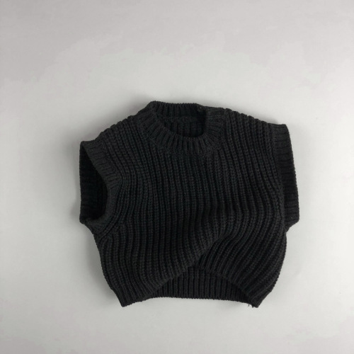 Autumn and winter children's clothing, Korean style vest, artistic brown pullover, new sleeveless solid color sweater for boys and girls