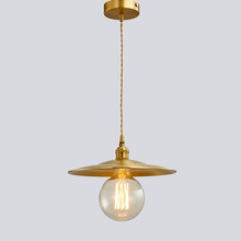 新款黄铜工业风草帽吊灯北欧复古loft个性餐厅吧台床头全铜灯饰