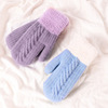 Woolen gloves, winter cute keep warm set for elementary school students with pigtail, Korean style, increased thickness