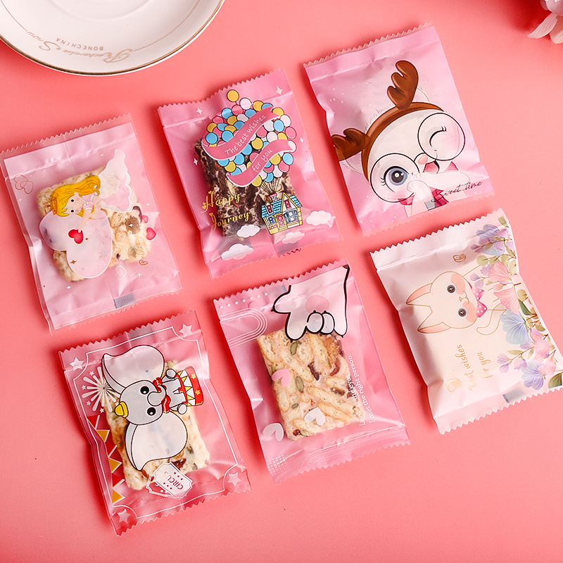 Bolsa de embalaje crujiente copo de nieve Bolsa de turrón bolsa de comida para hornear de dibujos animados máquina de galletas bolsa de sellado bolsa de dulces pequeños de dibujos animados