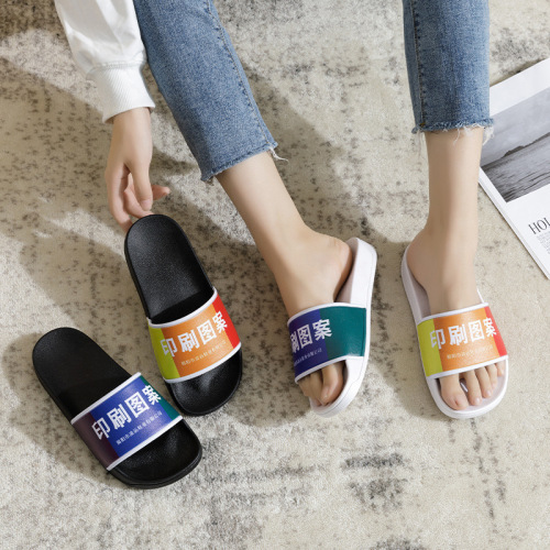 Cross-border trade outdoor slippers pattern LOGO summer sandals household women's slippers home plastic slippers men's factory wholesale 