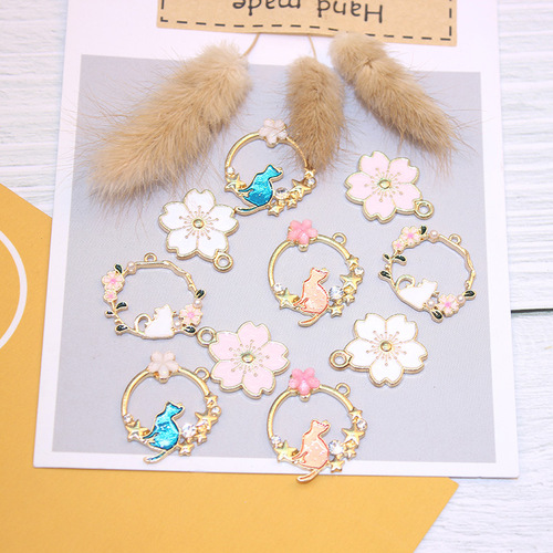 Xipeng diy jewelry accessories material dripping alloy hollow garland earrings mobile phone keychain pendant