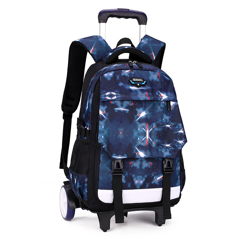 Pescado natural estudiante de secundaria cielo estrellado trolley mochila niño subiendo escaleras 4-6 grado Escuela Primaria estudiante reducción de carga mochila ligera