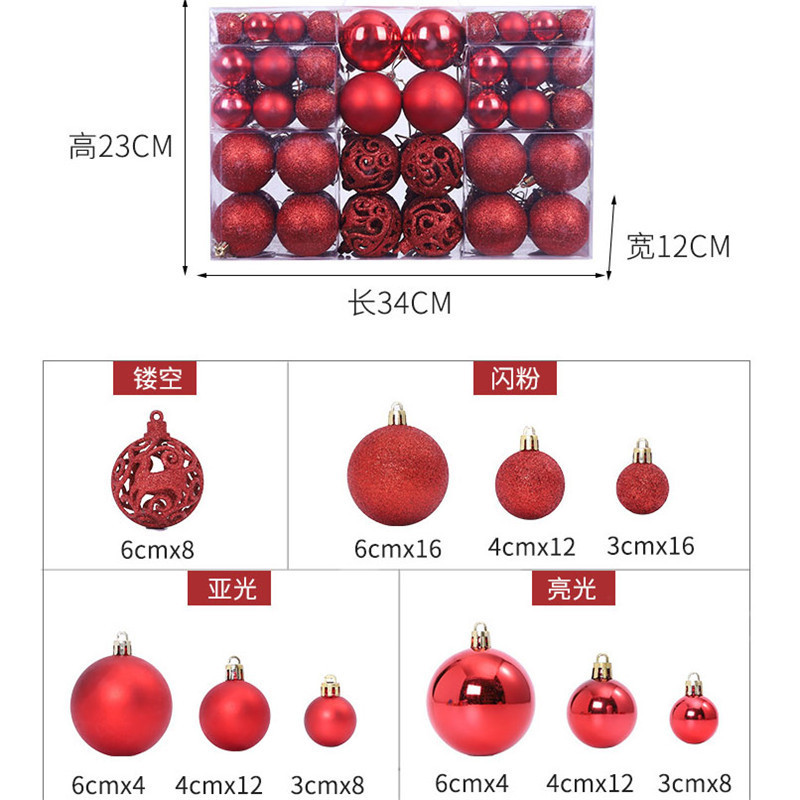 Amazon popular BOLA DE Navidad decoraciones de Navidad 100PCS traje colgante de Navidad