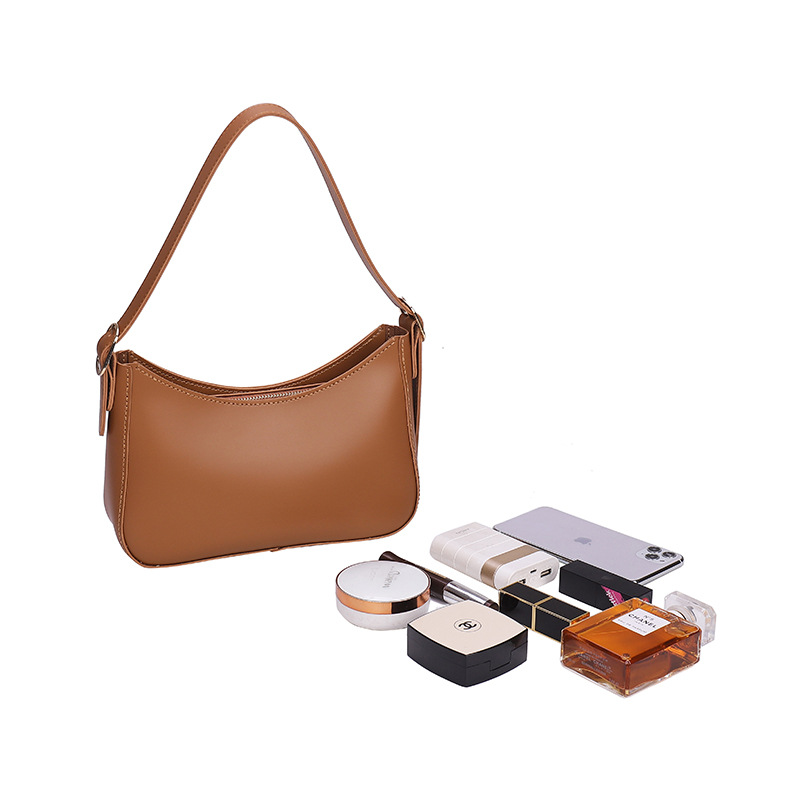 Bolso retro de las axilas nueva moda DIY hecho en casa color sólido bolso de las mujeres de un solo hombro DIY costura bolsa de material de la PU