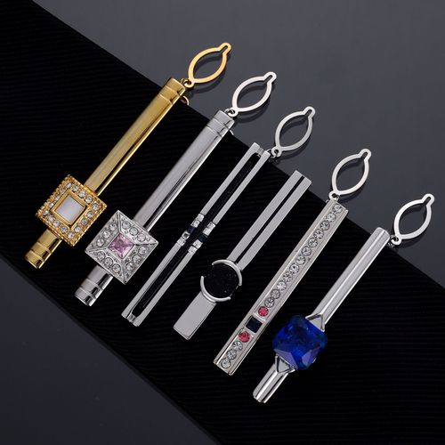 Men's light luxury boutique crystal agate tie clip, fashionable suit tie pin, men's and women's zircon collar clip