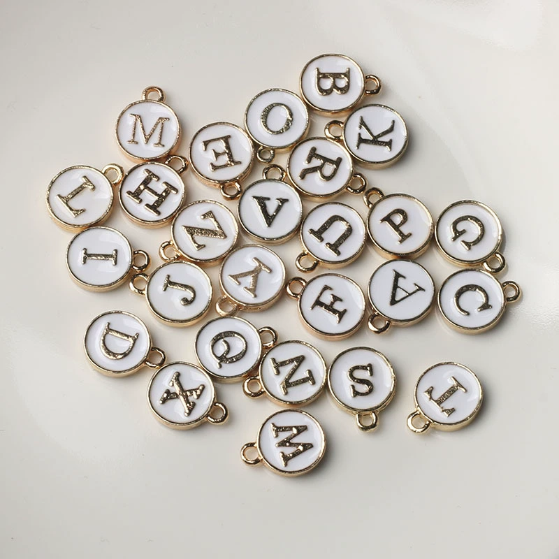 DIY ювелирные аксессуары двусторонние капли масла КРУГЛЫЙ 26 Английских Букв бирка из сплава браслет кулон брелок кулон