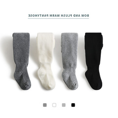 兒童加厚連褲襪秋冬季新款純色男童女童打底襪加絨寶寶可開檔褲襪