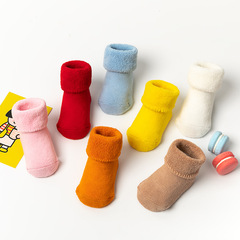 Newborn baby socks thickened warm floor socks baby mid-tube big red terry socks non-slip and not tight