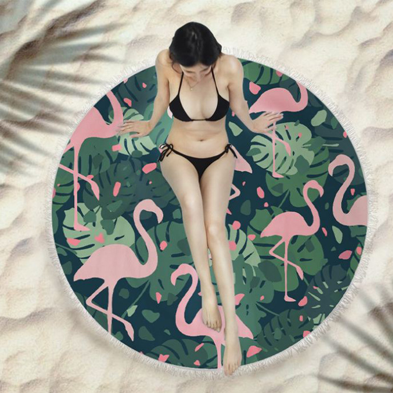 Flamingo microfibra de playa redonda Toalla de baño poliéster algodón impresión Toalla de playa absorbente Toalla de baño lote