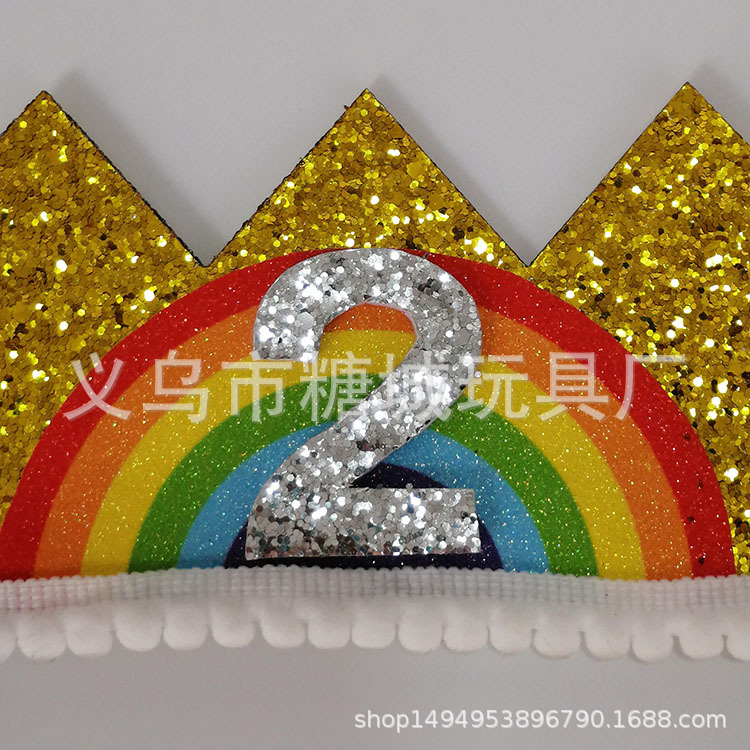 Transfronterizo para niños cumpleaños sombrero corona bebés aniversario número de color rojo bandeja de cabeza decoración de fiesta de cumpleaños