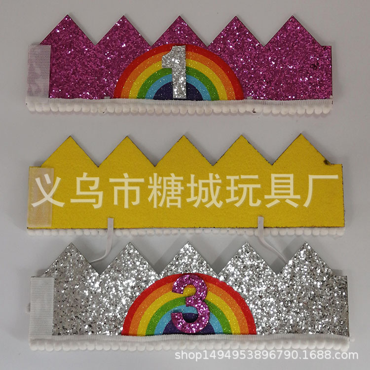 Transfronterizo para niños cumpleaños sombrero corona bebés aniversario número de color rojo bandeja de cabeza decoración de fiesta de cumpleaños